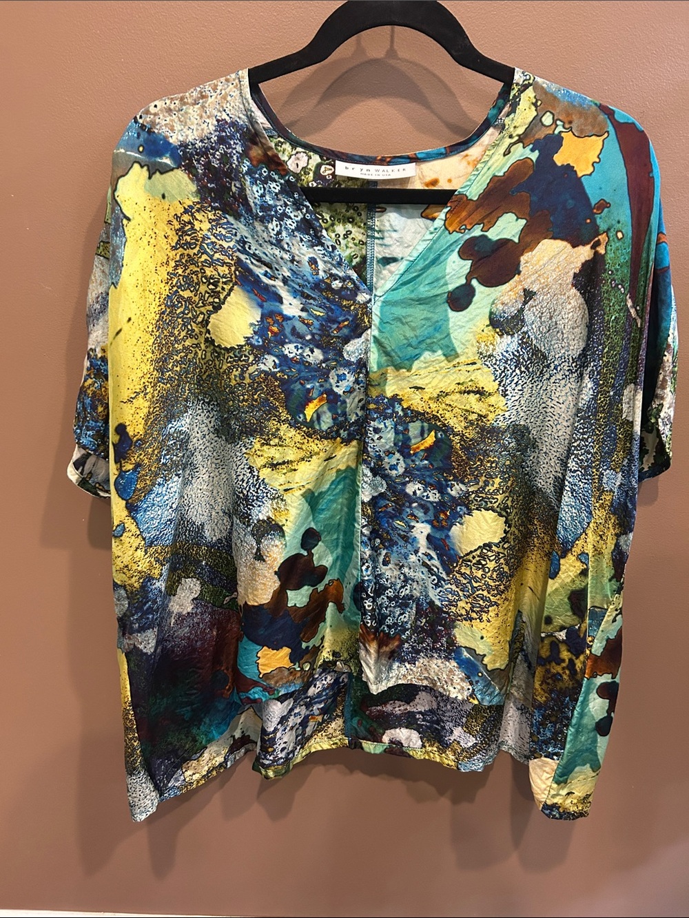 bryn Walker Multicolor Abstract V-Neck Blouse